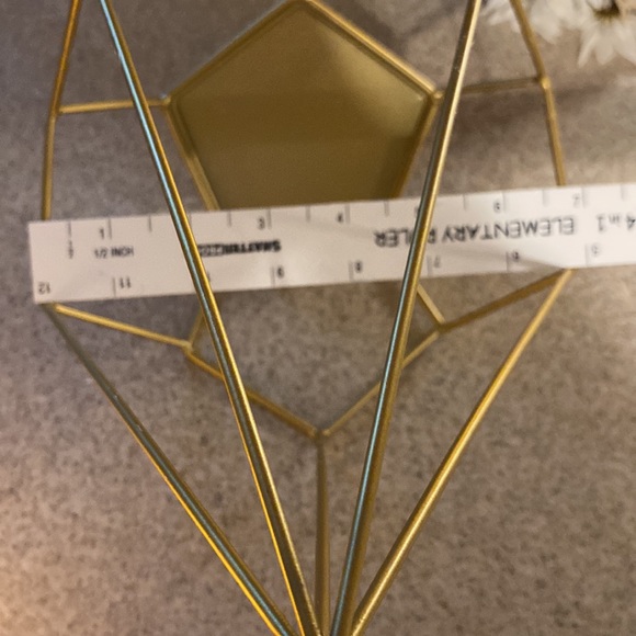 2 - Matte Gold Candle Holder W/Battery Operated Candle Can add Flowers  NWT - Picture 10 of 15